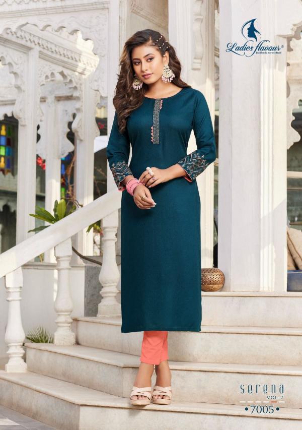 Ladies Flavour Serena 7 Rayon Embroidery Wear Kurti Collection